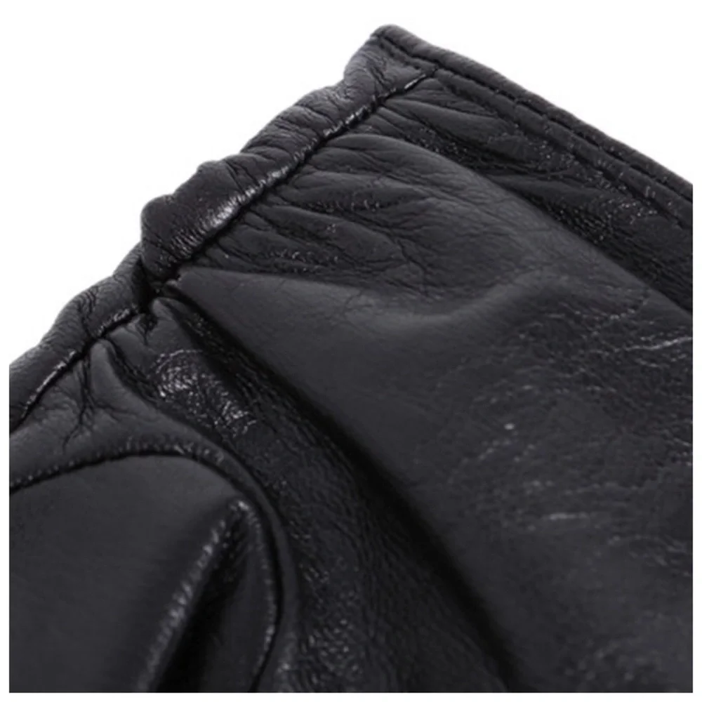 Leather Cashmere Lined Ruched Gloves Size 7 - Picture 2 of 7